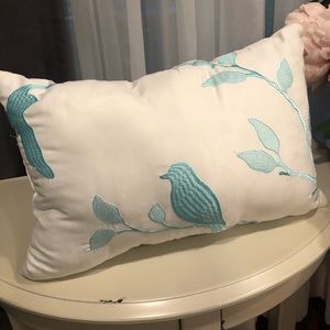 Embroidered Pillow with Birds